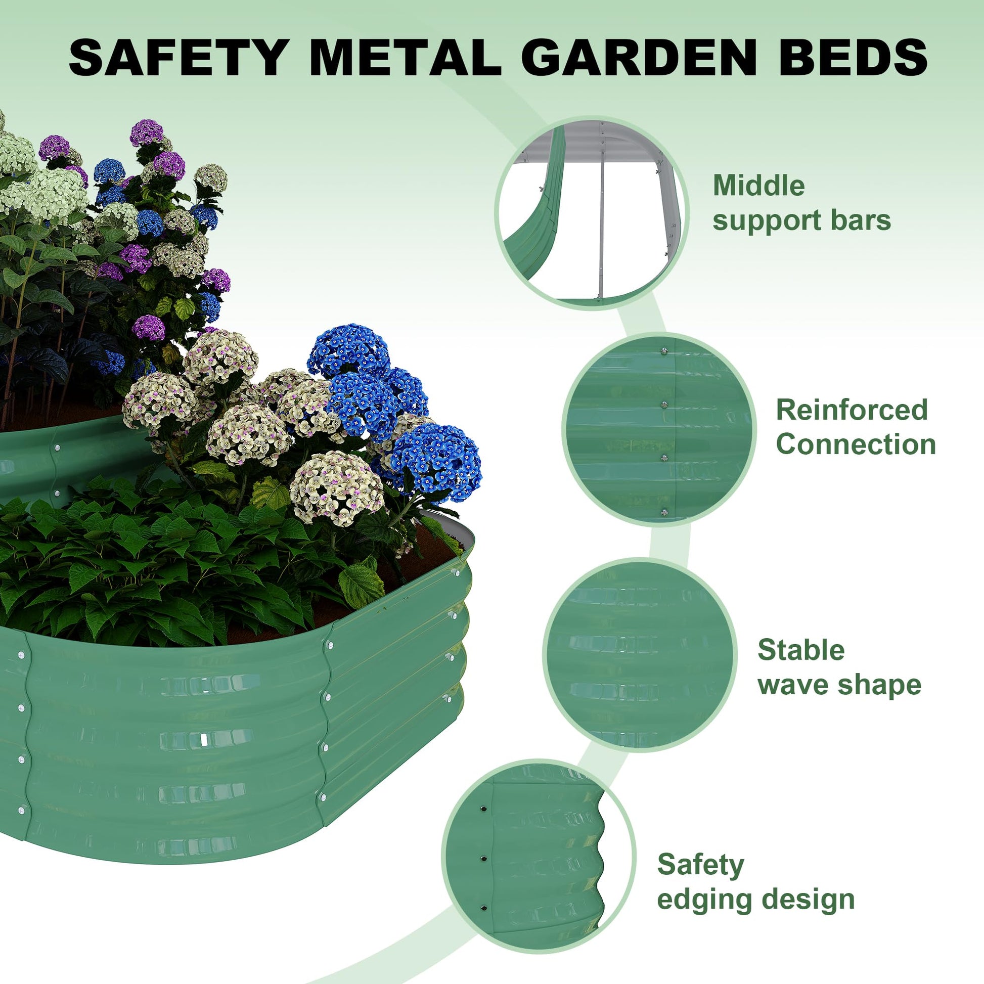 Bordes suaves y seguros de la jardinera elevada Garvee de acero galvanizado