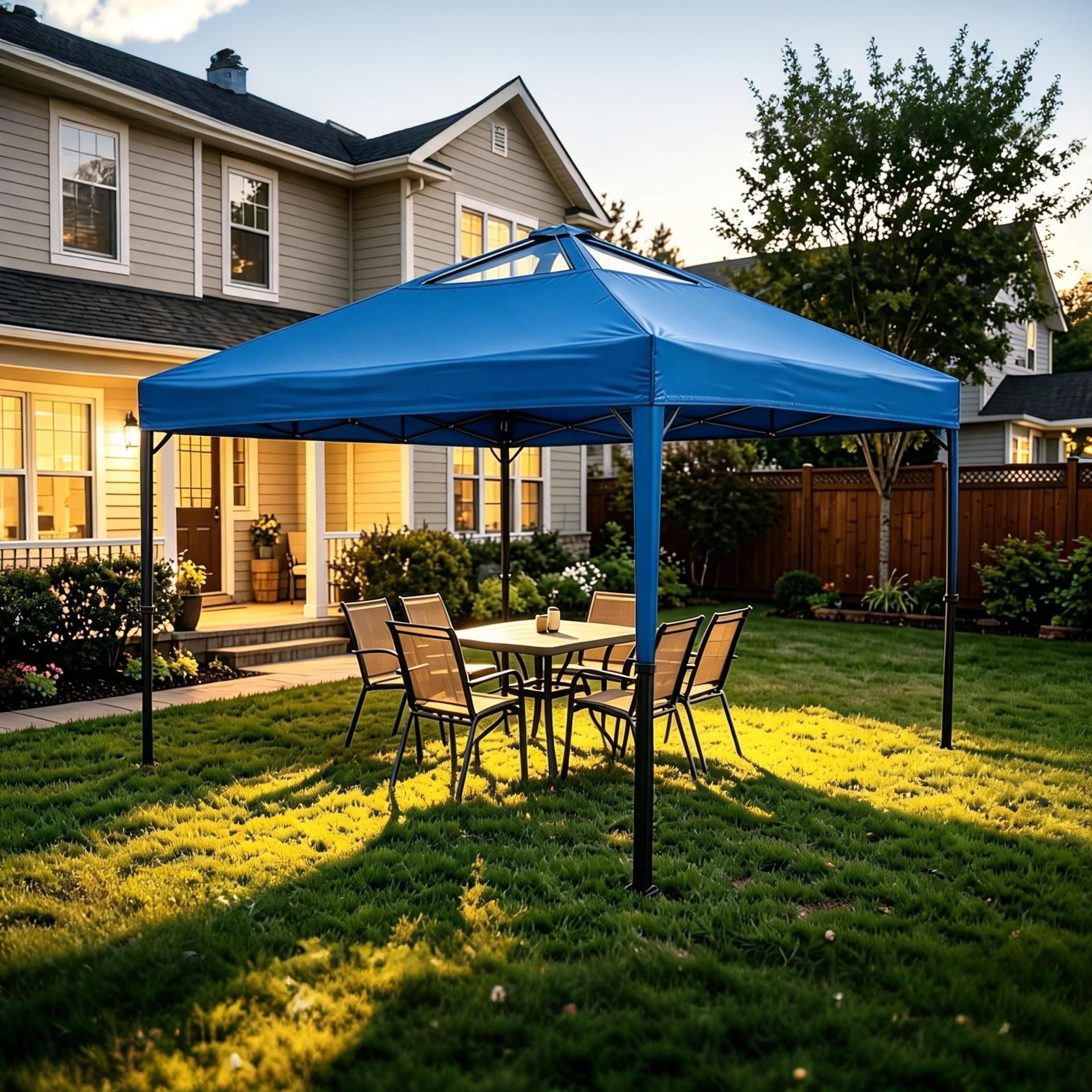 Carpa plegable comercial Garvee 3x3m azul con ventilación superior para exterior ferias y eventos
